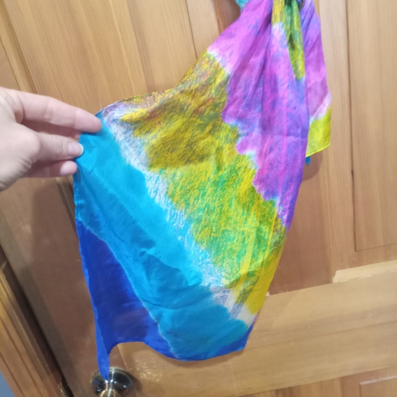 Uzma 100% silk scarf colorful - Picture 2 of 4